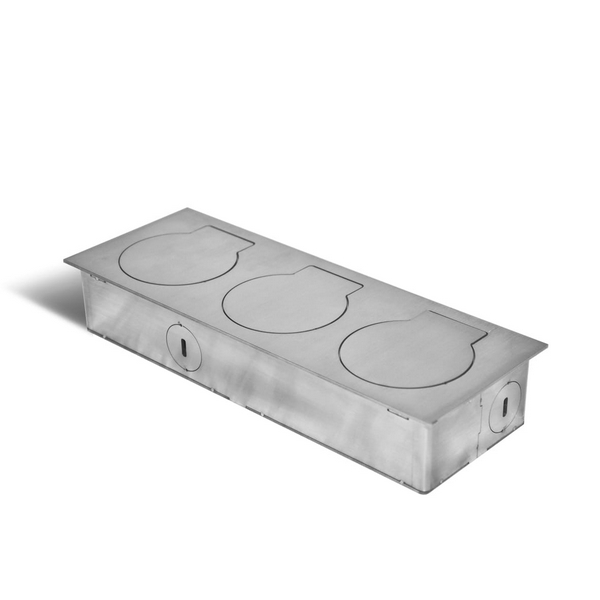 Люк напольный на 3 модуля для низкой стяжки (от 42 мм), нержавеющая сталь, ELLUK 5503